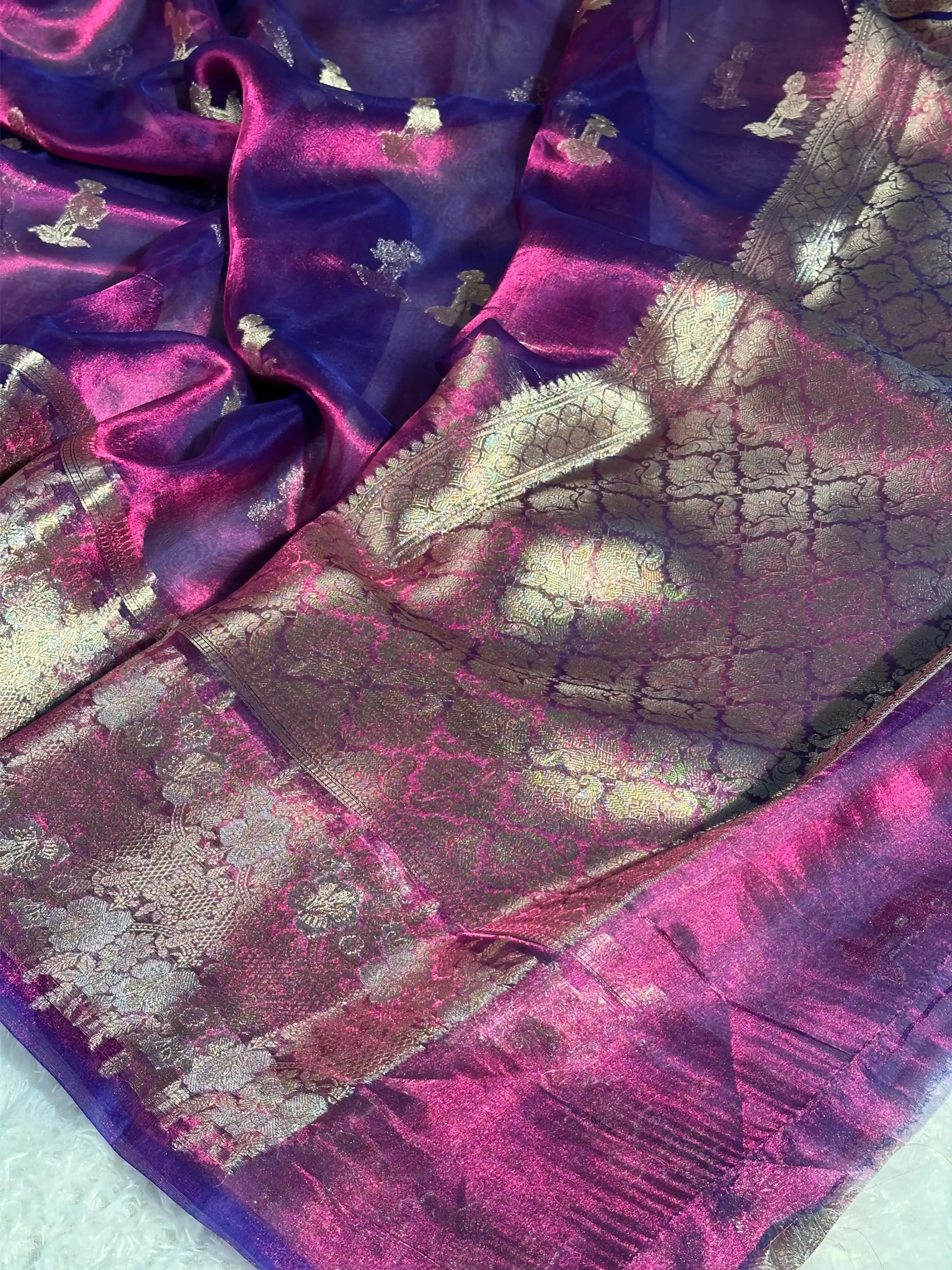 Rare Baigani Pure Tissue Silk Banarasi Saree