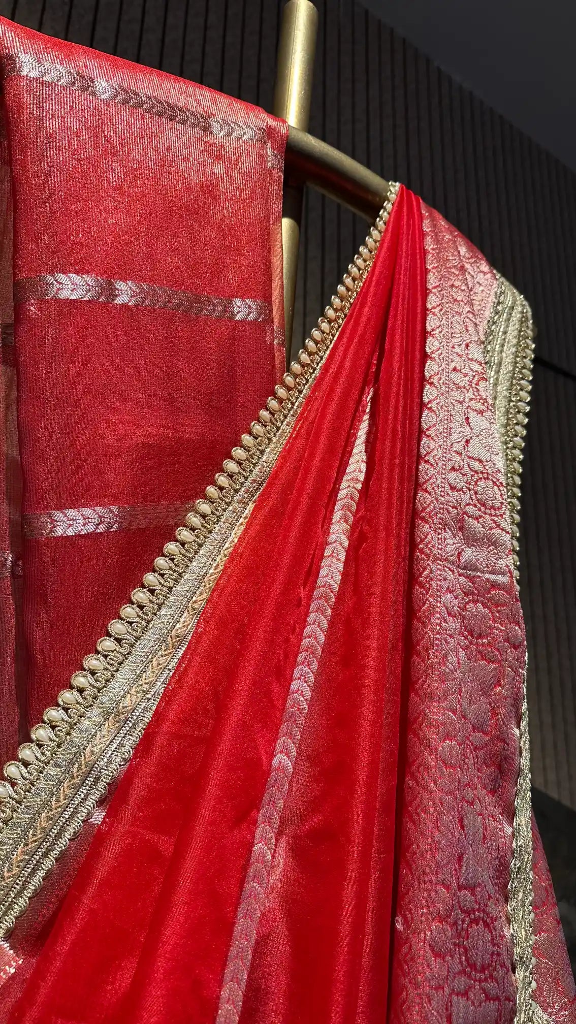 Ready To Wear Bridal Red Organza Banarasi Designer Saree