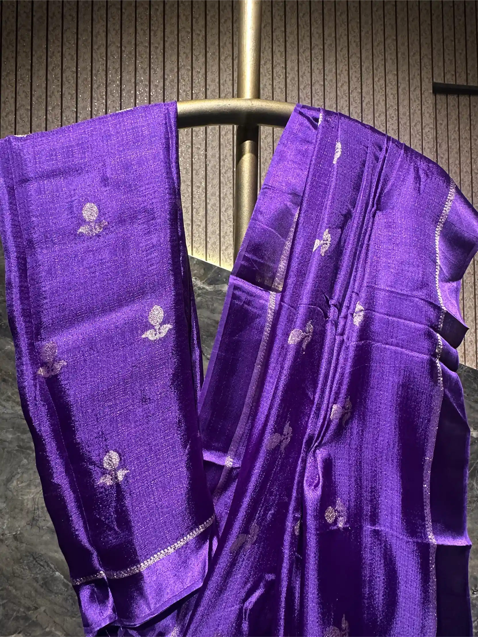 Ready To Wear Bright Purple Georgette Silk Exclusive Banarasi Saree