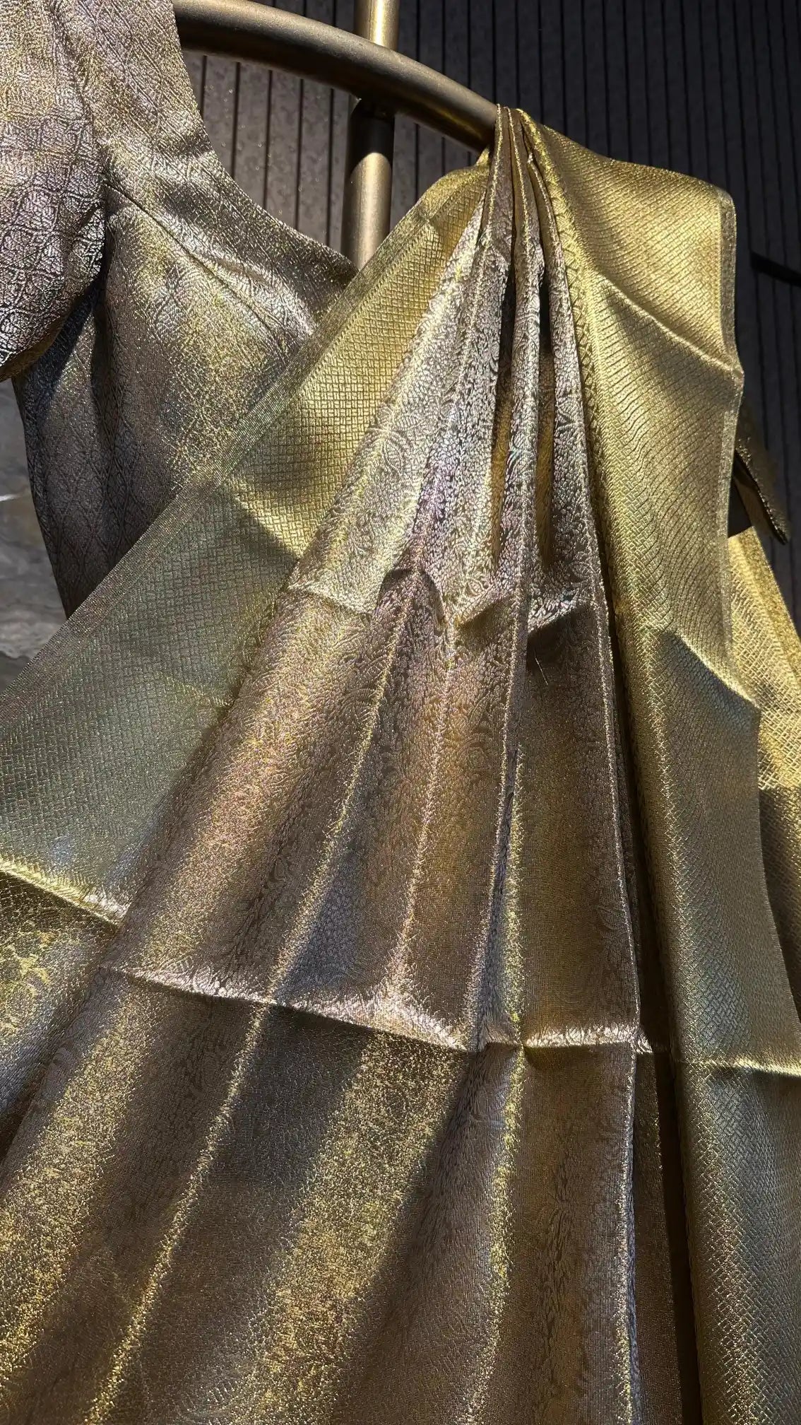 Ready To Wear Copper Brocade Tissue Saree