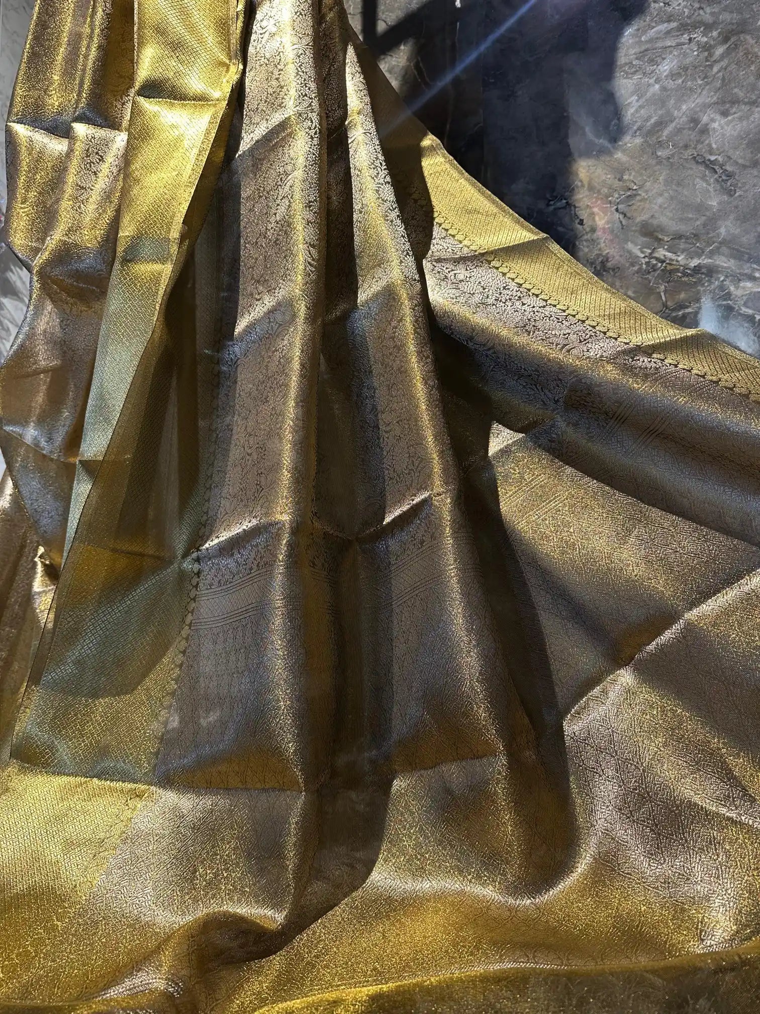 Ready To Wear Copper Brocade Tissue Saree