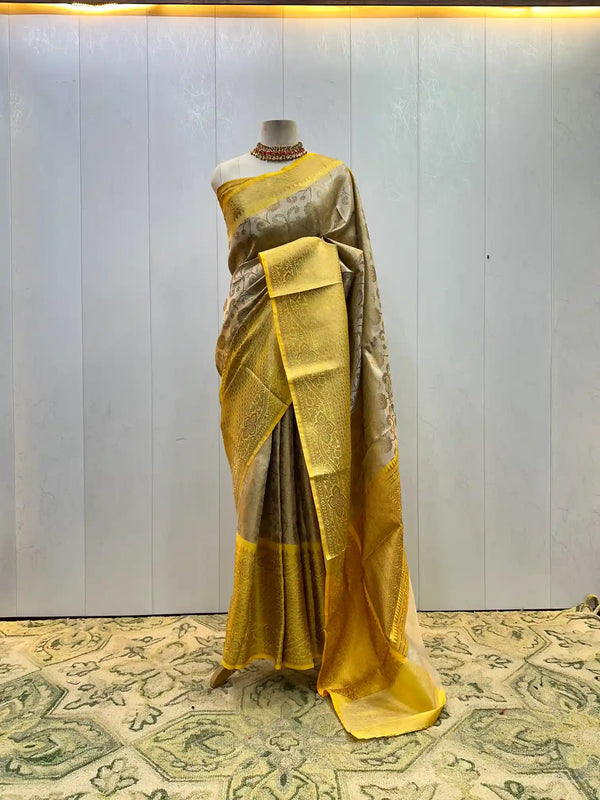 Ready To Wear Embossed Tissue Silk Saree