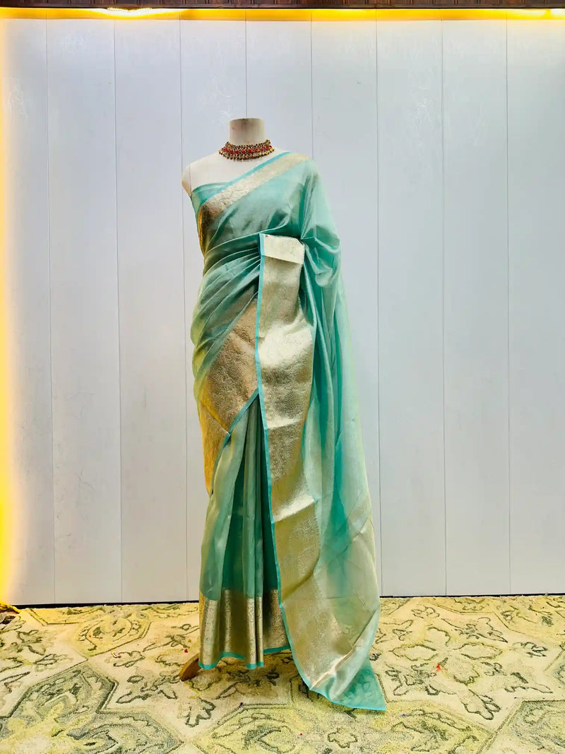 Ready To Wear Jahnvi Ma'am Inspired Tissue Saree