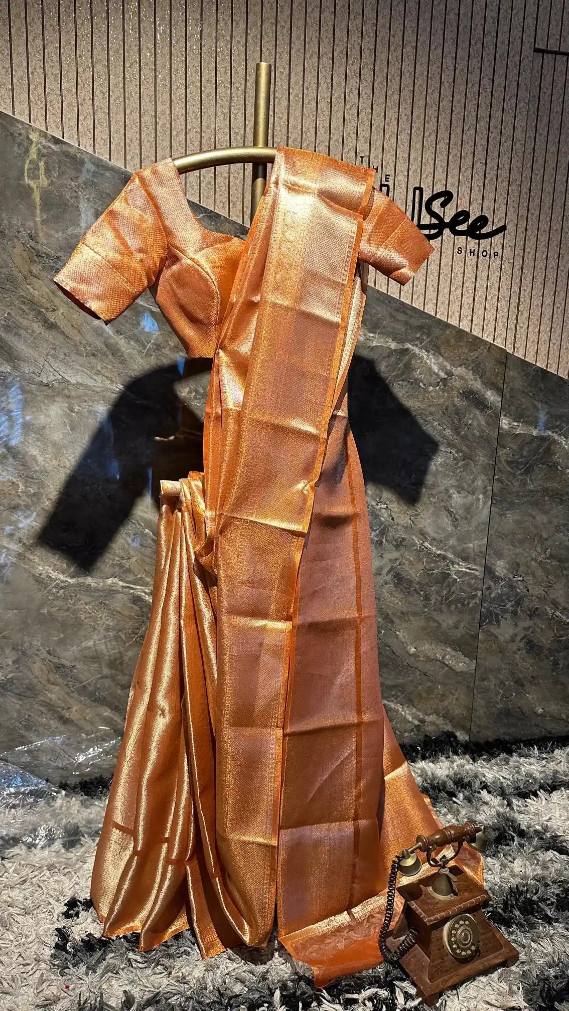 Ready To Wear Kanjivaram Brocade Tissue Saree