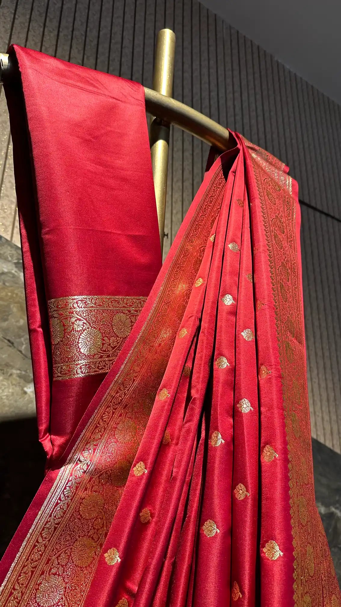 Ready To Wear Maroon Satin Silk Traditional Banarasi Saree