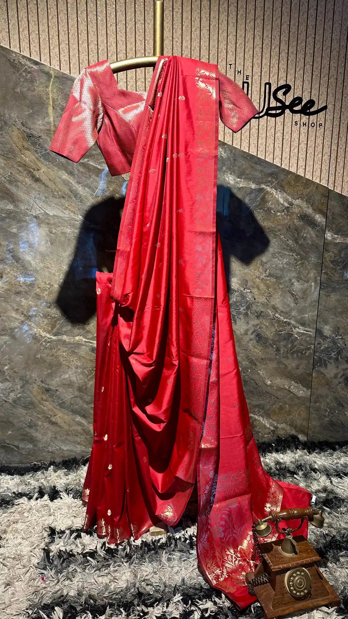 Ready To Wear Maroon Semi Katan Silk Saree