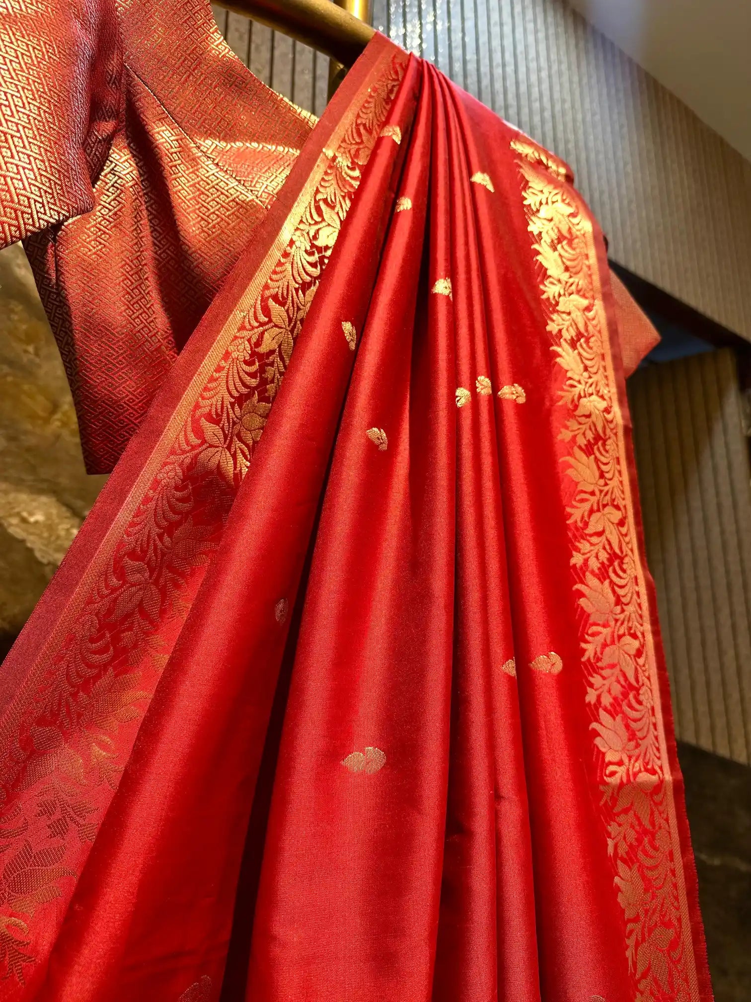Ready To Wear Maroon Semi Katan Silk Saree