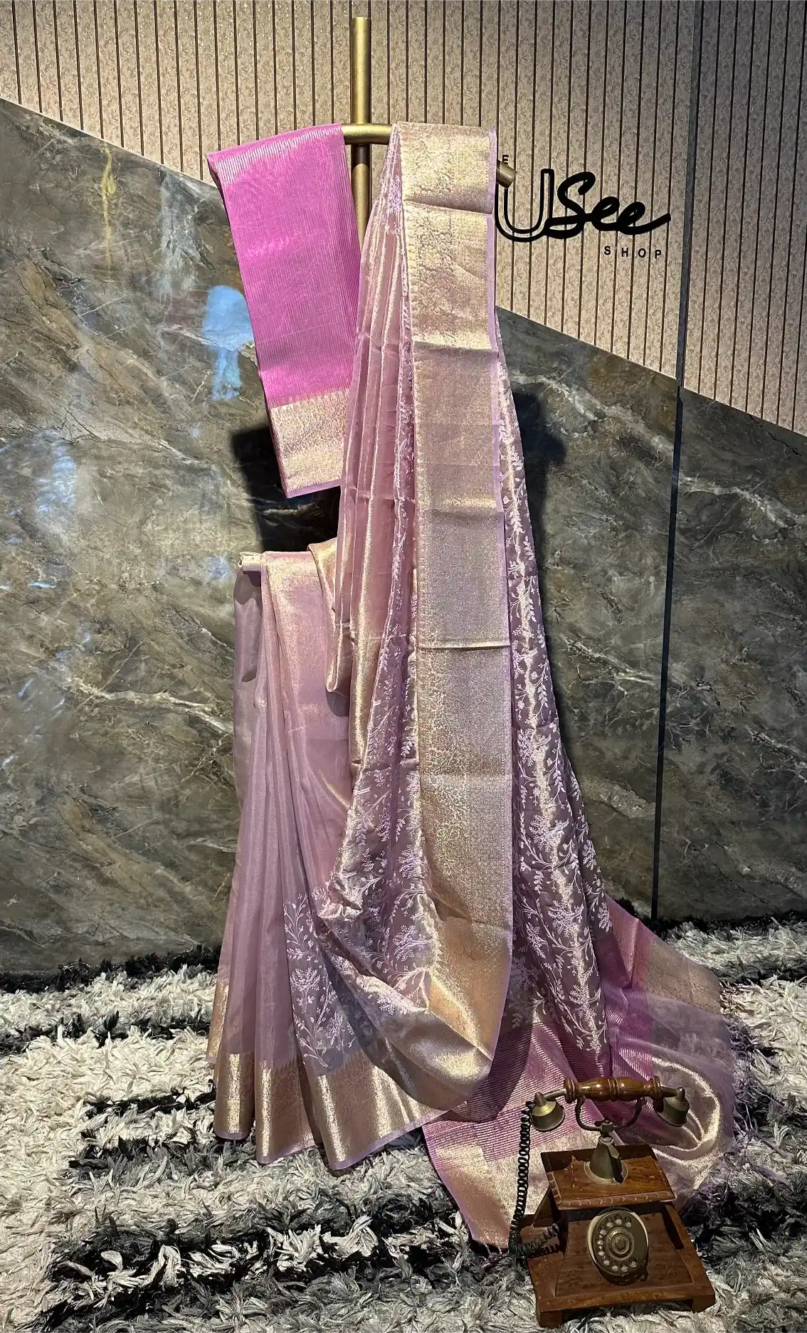 Ready To Wear Pretty Lavender Tissue Silk Chikankari Embroidered Saree