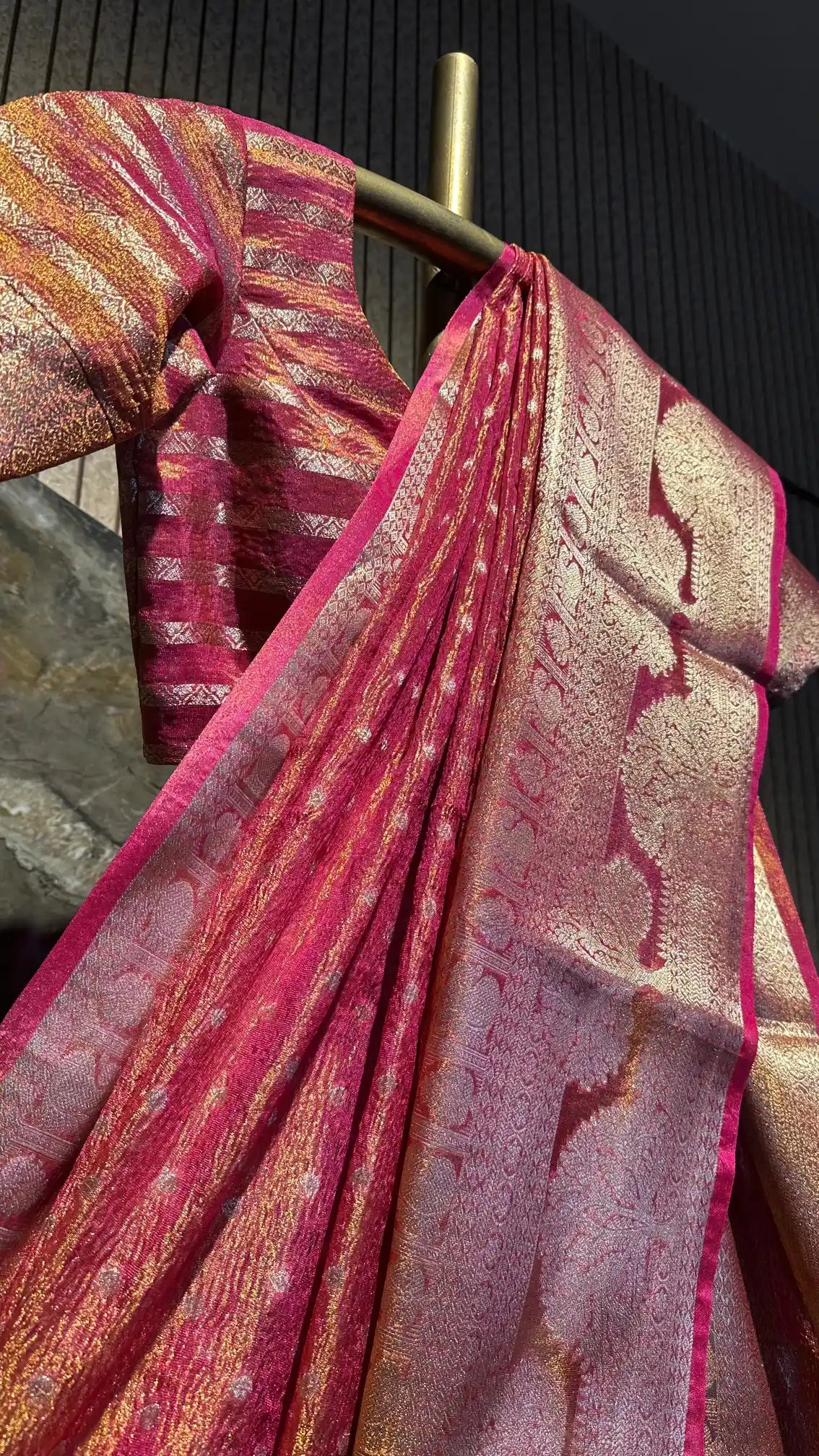 Ready To Wear Rusted Crush Tissue Silk Saree 