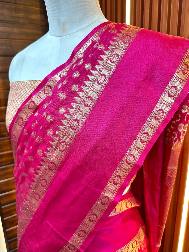 Ready to Wear Pink Banarasi Saree