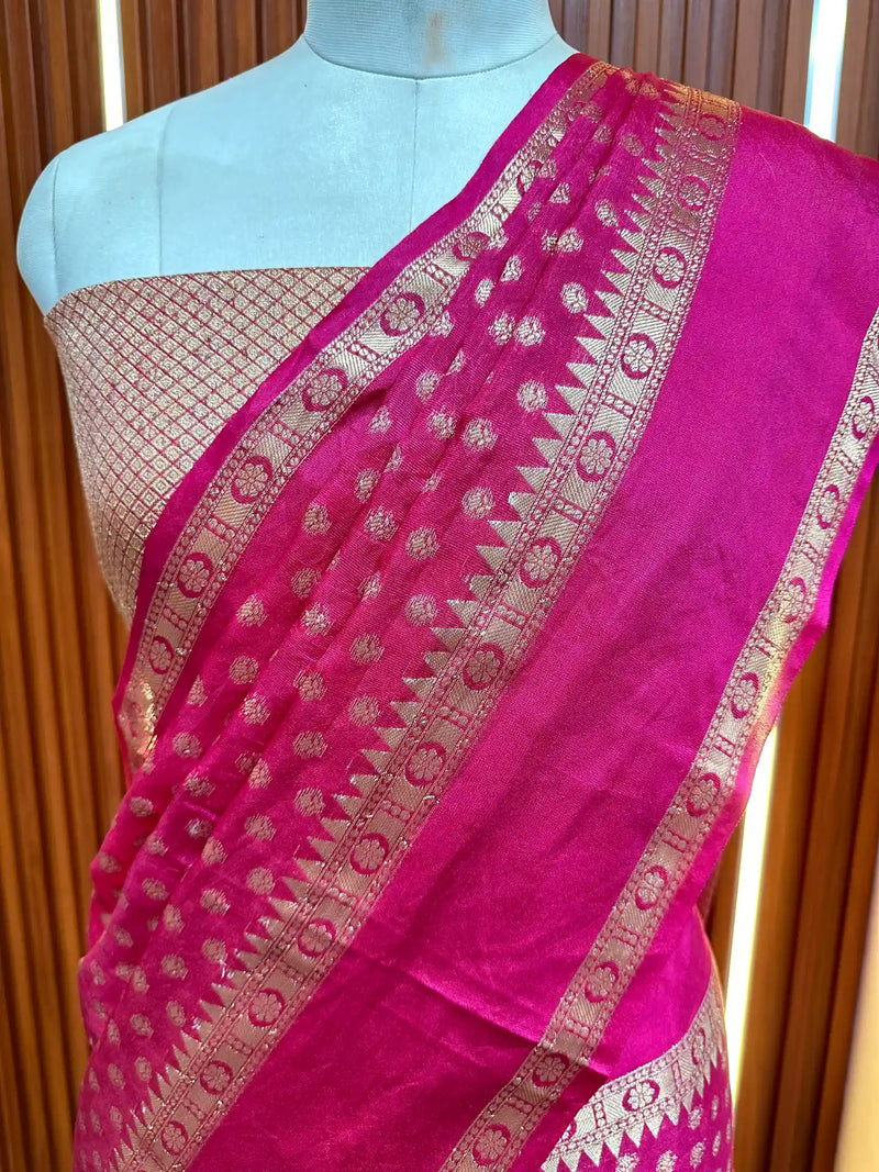 Ready to Wear Pink Banarasi Saree