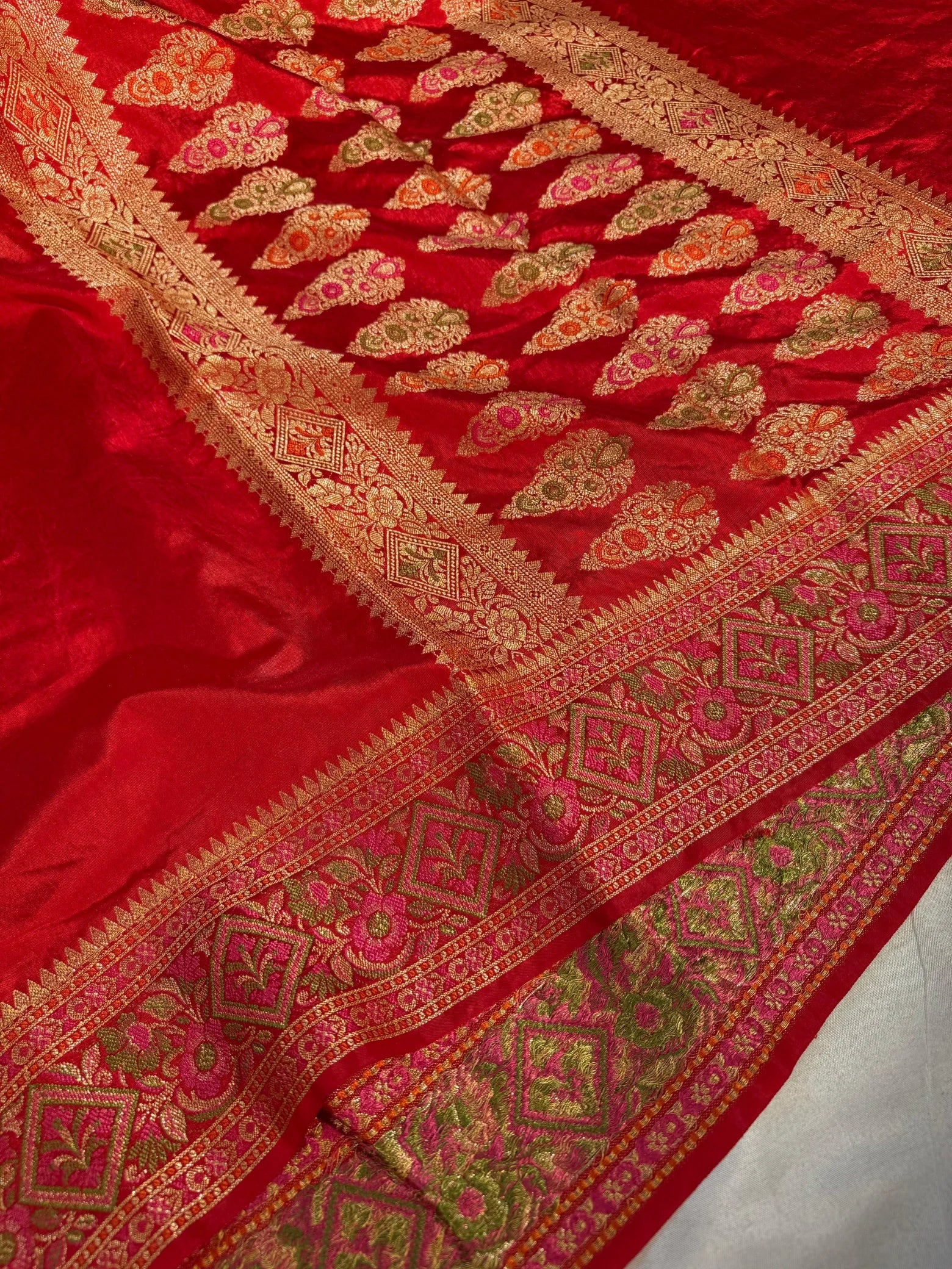 Red Banarasi Georgette Silk Saree with Rich Pallu and Blouse