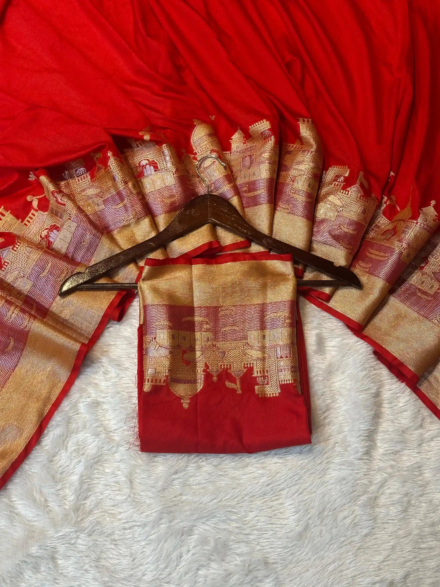 Red Georgette Silk Ghat Pattern Banarasi saree 