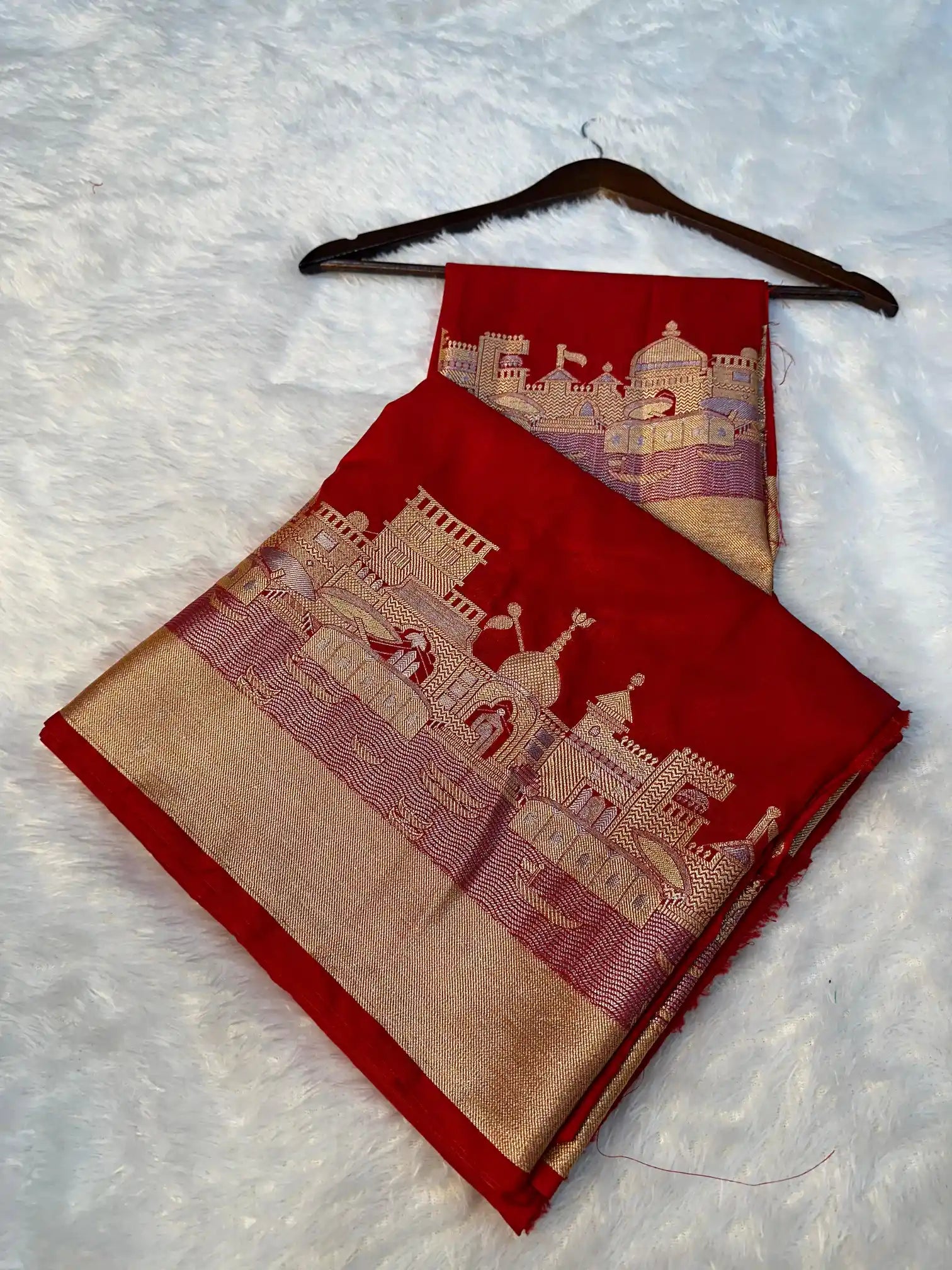Red Georgette Silk Ghat Pattern Banarasi saree 