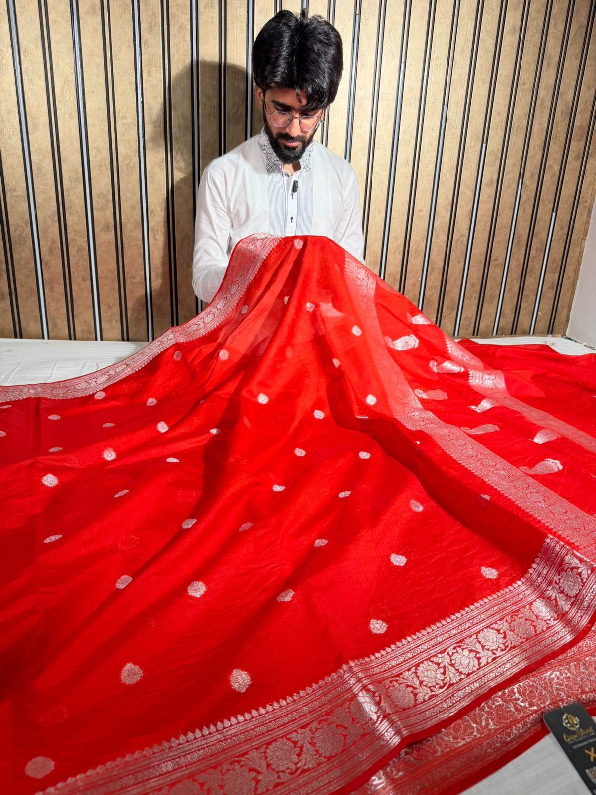 Red Soft Georgette Khaddi Buti Banarasi Saree