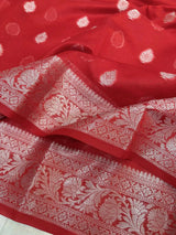 Red Soft Silk Silver Zari Woven Motifs Banarasi Saree