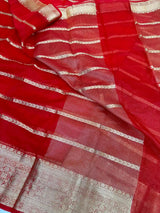 Red Organza Silk Zari Banarasi Saree