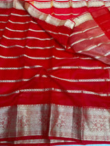 Red Organza Silk Zari Banarasi Saree