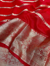 Red Organza Silk Zari Banarasi Saree