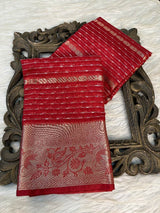 Red Organza Silk Zari Woven Banarasi Saree