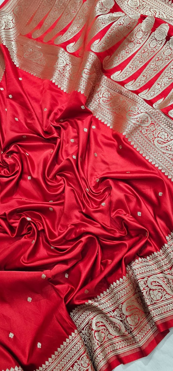 Red Premium Mashru Katan Silk Banarasi Saree