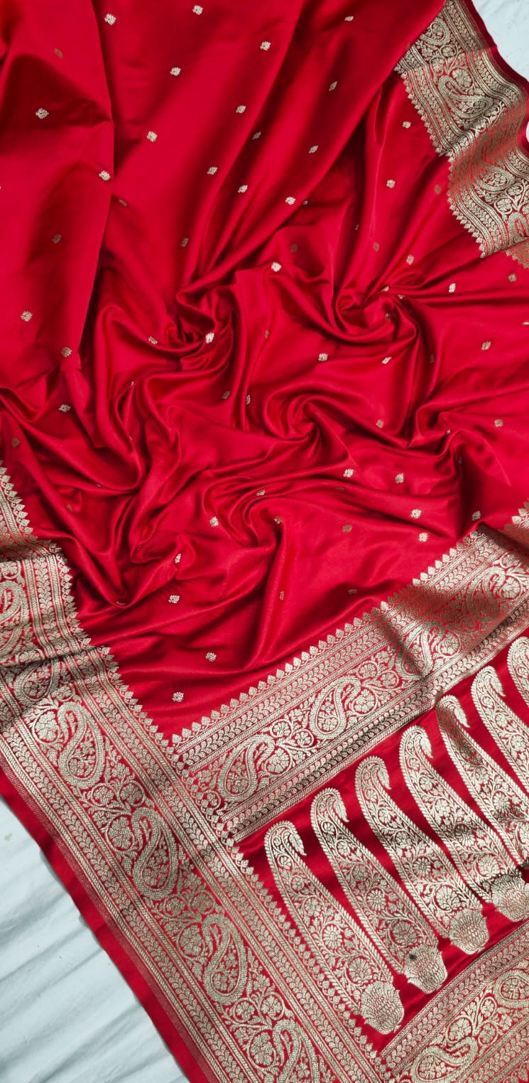 Red Premium Mashru Katan Silk Banarasi Saree