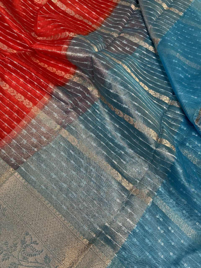 Red Rich Kora Organza Silk Sona Rupa Saree