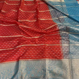 Red Rich Kora Organza Silk Sona Rupa Saree