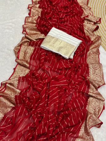 Red Viscose Georgette Saree