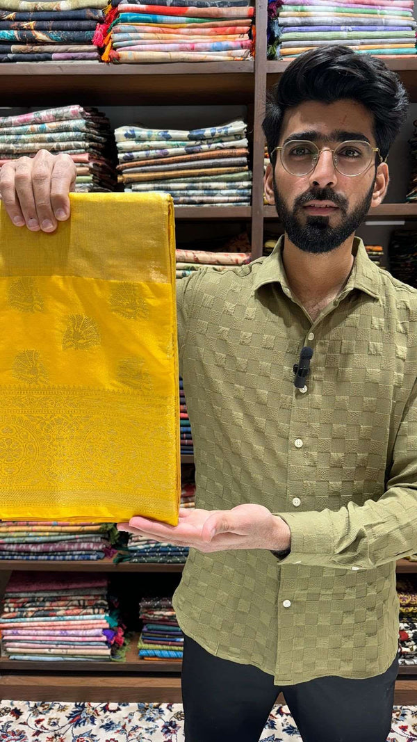 Pretty Yellow Colour Soft Tissue Silk Saree