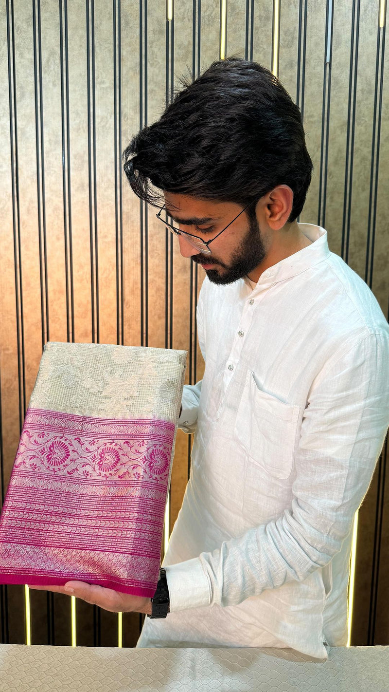 Classy Cream Colour Shade in Warm Silk Saree