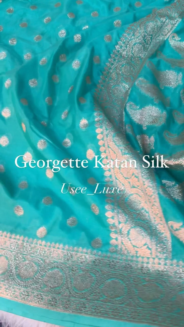 Pretty Pastel Sea Green Shade in Georgette Katan Silk