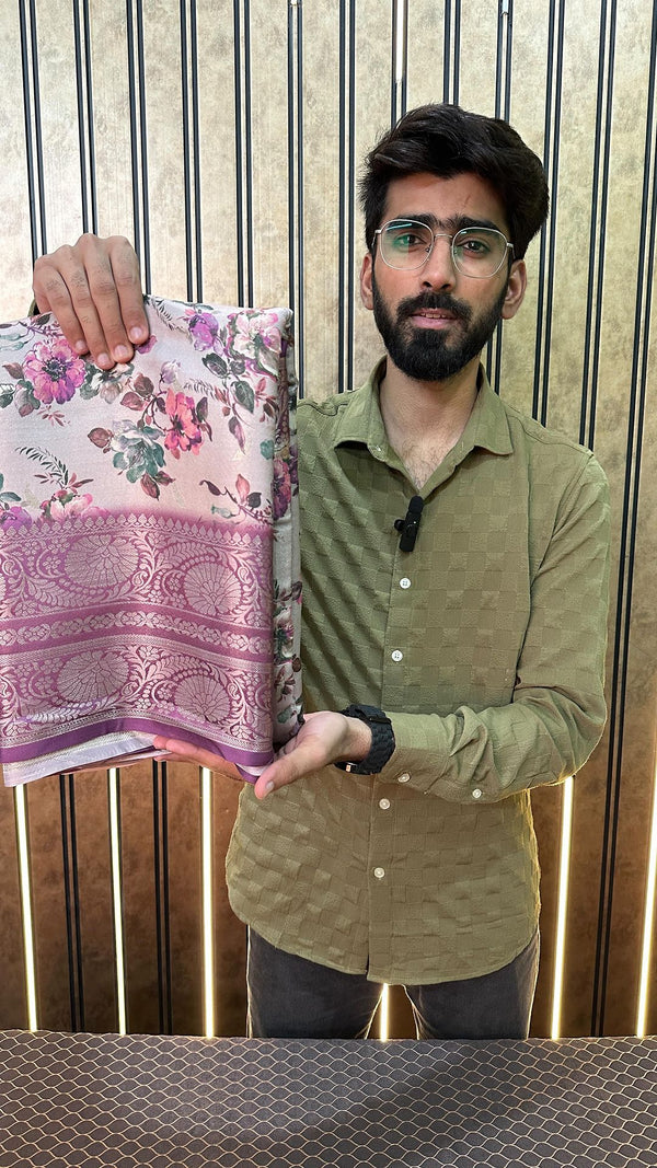 Beautiful Multicoloured Tissue Silk Saree