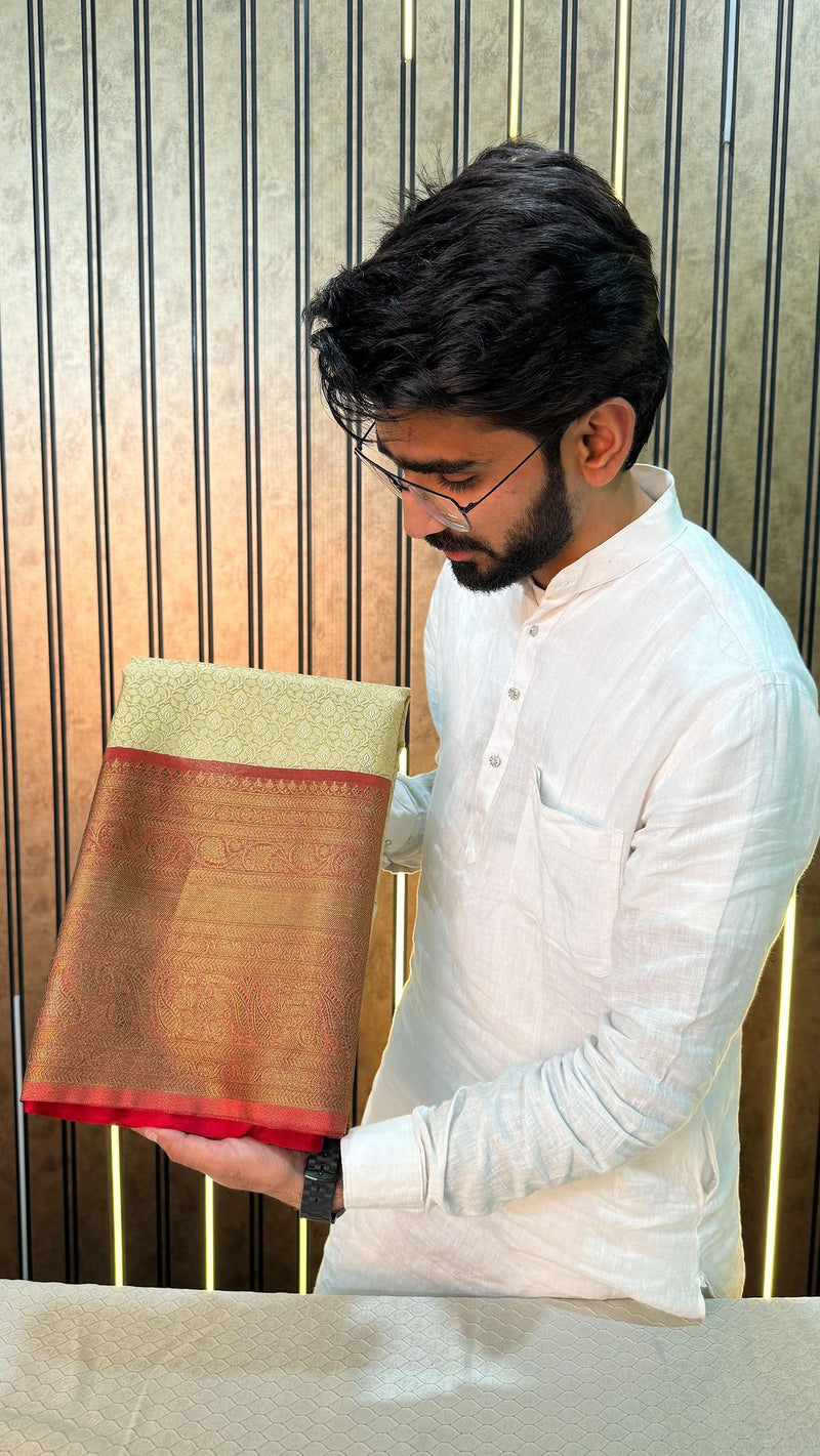 Light Golden Colour Shade Tisue Silk Saree