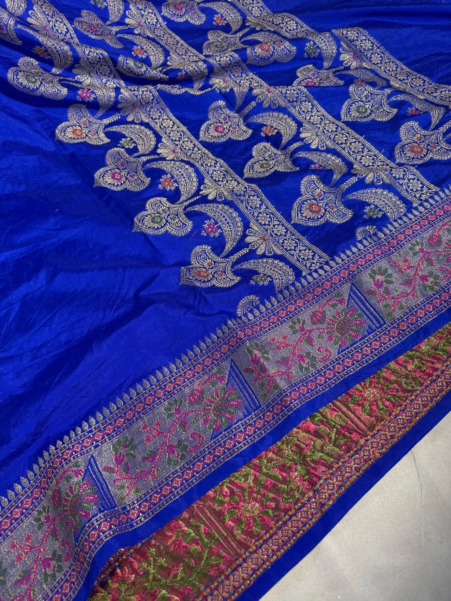Rich Blue Banarasi Georgette Silk Saree with Rich Pallu and Blouse