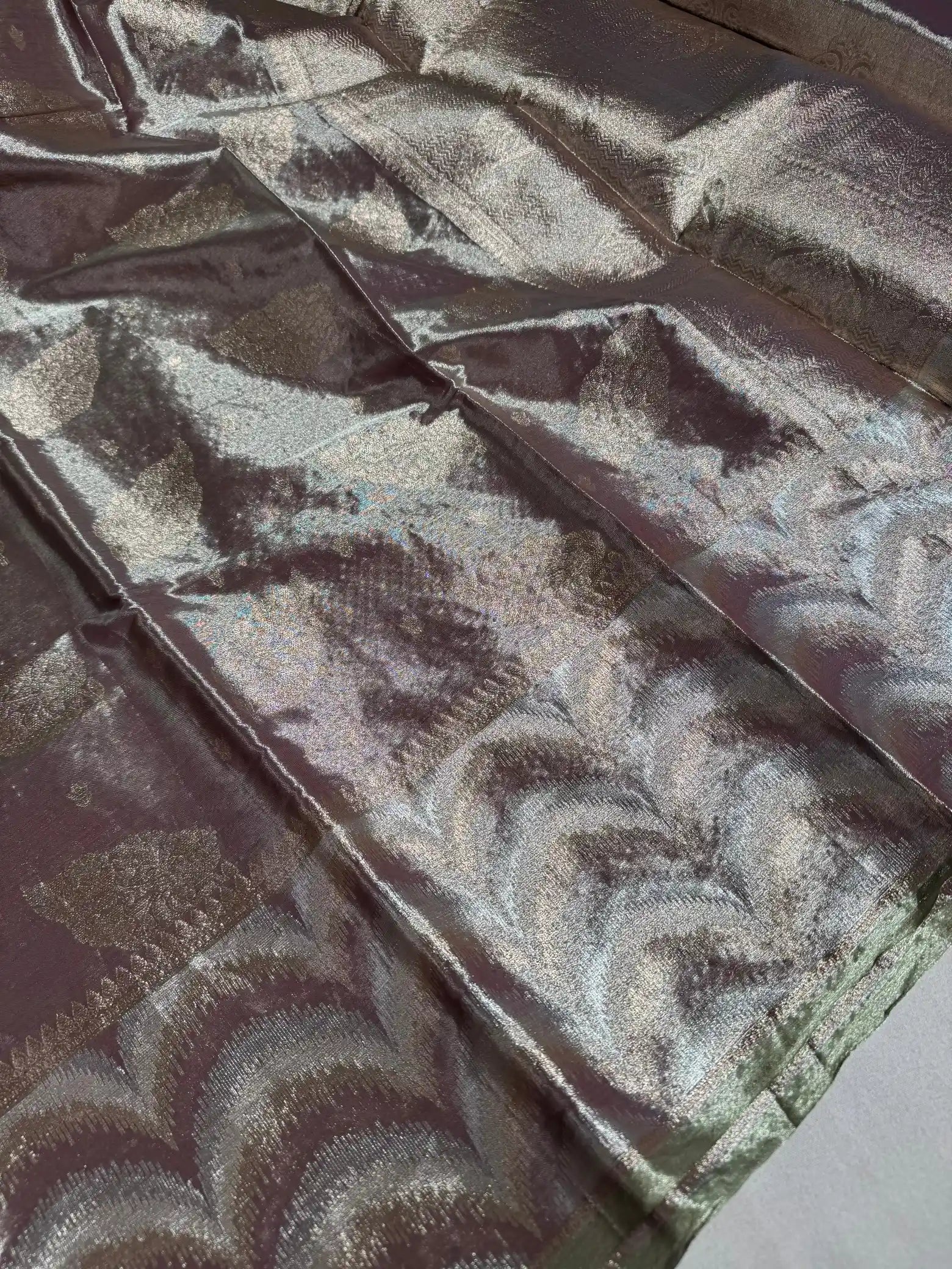 Rosy Brown Kanjivaram Tissue Silk Saree with Rich Pallu and Blouse