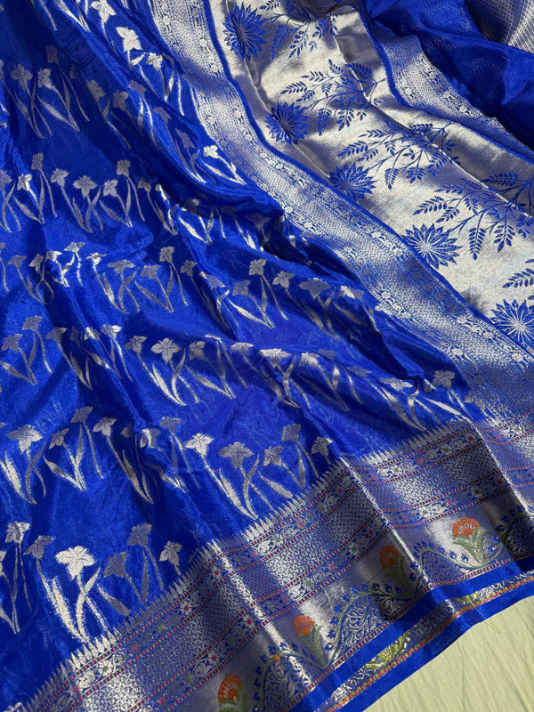 Royal Blue Chiniya Silk Jacquard Weave Banarasi Saree