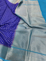 Royal Blue Chiniya Silk Zari Buti Banarasi Saree