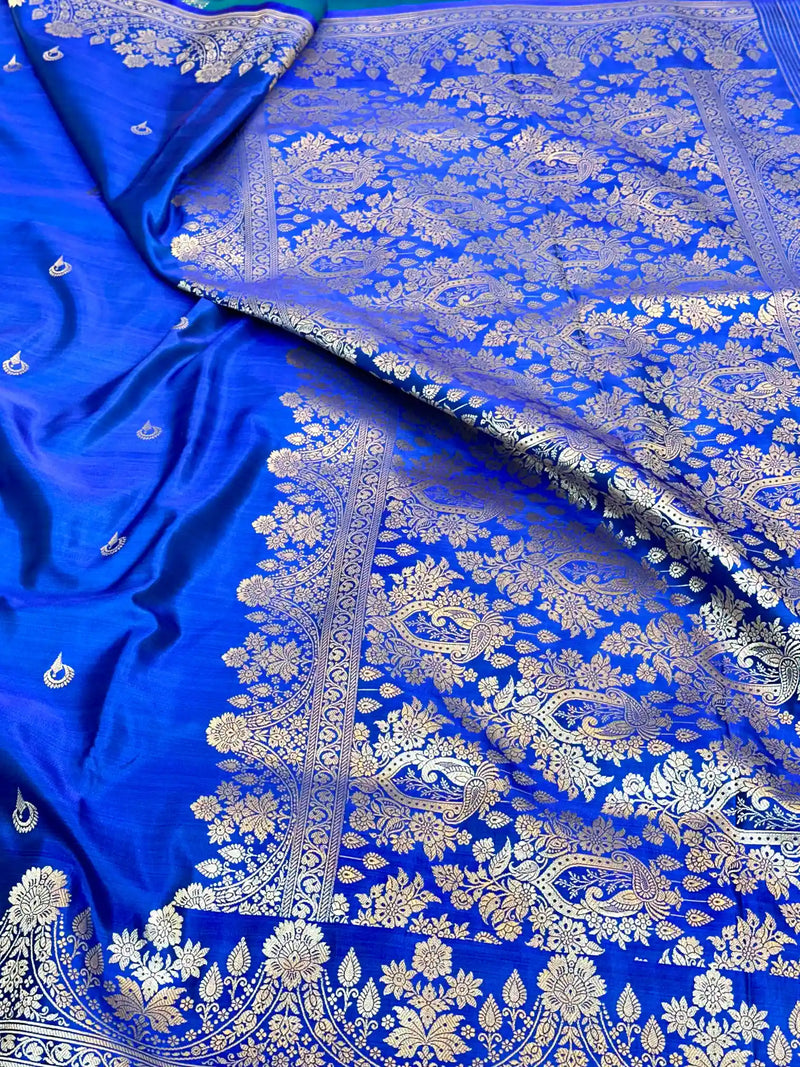 Royal Blue Latest Mashru Katan Silk Saree