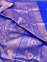 Royal Blue Meenakari Pure Katan Silk Banarasi Saree