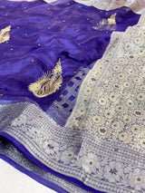 Royal Blue Premium Handwork Pure Tissue Silk Banarasi Saree