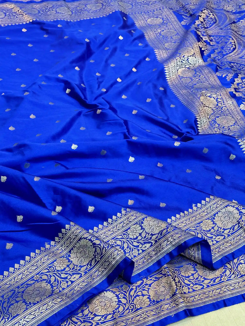 Royal Blue Premium Mashru Katan Saree