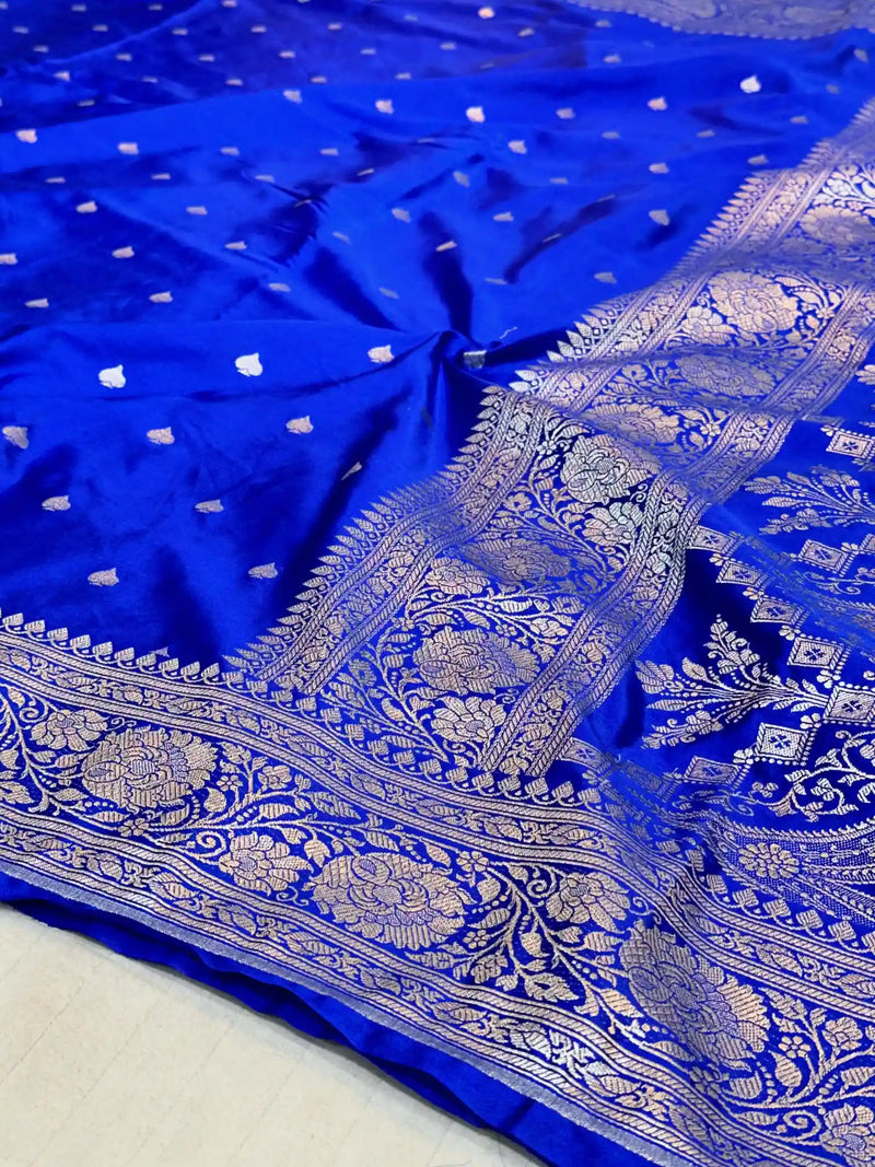 Royal Blue Premium Mashru Katan Saree