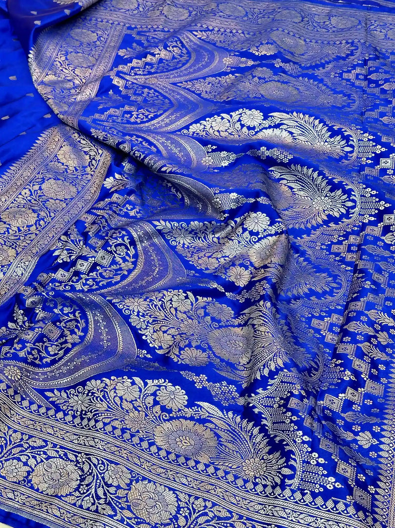 Royal Blue Premium Mashru Katan Saree