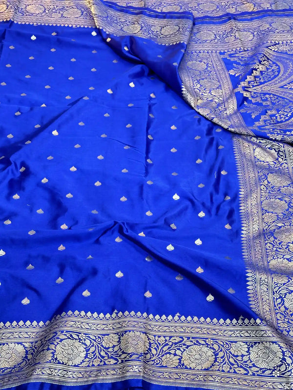 Royal Blue Premium Mashru Katan Saree