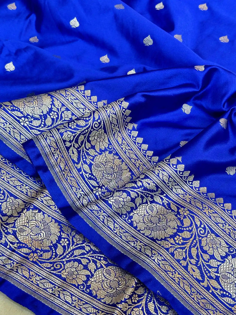 Royal Blue Premium Mashru Katan Saree