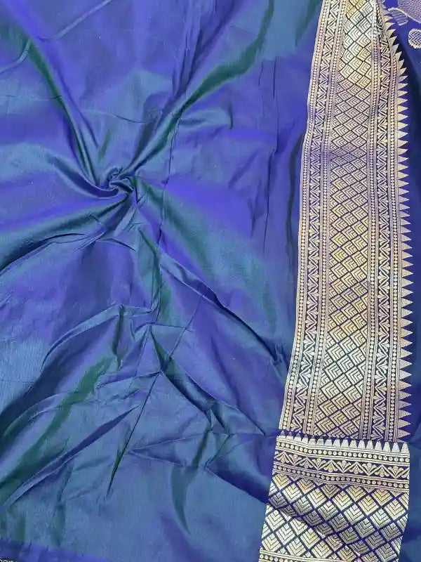 Royal Blue Pure Katan Silk Banarasi Saree