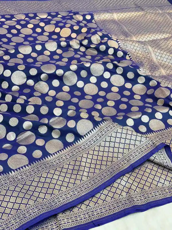 Royal Blue Pure Katan Silk Banarasi Saree