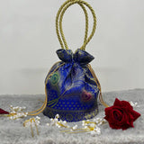 Royal Blue Shade Banarasi Potli Bags