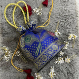 Royal Blue Shade Banarasi Potli Bags